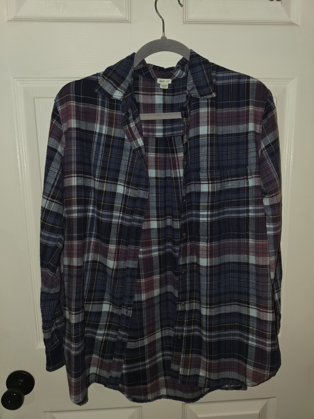aerie Plaid Button-Down Shirt in Blue and Purple